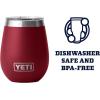 YETI Rambler 10 oz Wine Tumbler, Vacuum Insulated, Stainless Steel with MagSlider Lid, Seafoam(Harvest Red)
