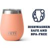 YETI Rambler 10 oz Wine Tumbler, Vacuum Insulated, Stainless Steel with MagSlider Lid, Seafoam(Lowcountry Peach)