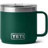 YETI Rambler 14 oz Ceramic Lined Stackable Mug, Vacuum Insulated, Stainless Steel with MagSlider Lid, Seafoam(Black Forest Green)