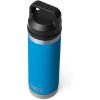 YETI Rambler 18 oz Bottle, Vacuum Insulated, Stainless Steel with Chug Cap, Black(Big Wave Blue)