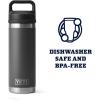 YETI Rambler 18 oz Bottle, Vacuum Insulated, Stainless Steel with Chug Cap, Black(Charcoal)