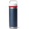 YETI Rambler 18 oz Bottle, Vacuum Insulated, Stainless Steel with Chug Cap, Black(Navy/Rescue Red/White)