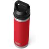YETI Rambler 18 oz Bottle, Vacuum Insulated, Stainless Steel with Chug Cap, Black(Rescue Red)