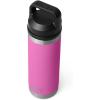 YETI Rambler 18 oz Bottle, Vacuum Insulated, Stainless Steel with Chug Cap, Black(Wildflower Fuchsia)