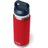 YETI Rambler 26 oz Bottle, Vacuum Insulated, Leakproof, Stainless Steel with Chug Cap(Rescue Red/White/Navy)