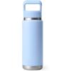 YETI Rambler 26 oz Bottle, Vacuum Insulated, Stainless Steel with Color Matching Straw Cap(Big Sky Blue)