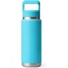 YETI Rambler 26 oz Bottle, Vacuum Insulated, Stainless Steel with Color Matching Straw Cap(Reef Blue)