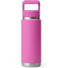 YETI Rambler 26 oz Bottle, Vacuum Insulated, Stainless Steel with Color Matching Straw Cap(Wildflower Fuchsia)