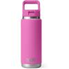 YETI Rambler 26 oz Bottle, Vacuum Insulated, Stainless Steel with Color Matching Straw Cap(Wildflower Fuchsia)