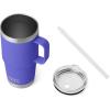 YETI Rambler 42 oz Tumbler with Handle and Straw Lid, Travel Mug Water Tumbler, Vacuum Insulated Cup with Handle, Stainless Steel, Cherry Blossom – Textured(Ultramarine Violet)