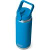 YETI Rambler 26 oz Bottle, Vacuum Insulated, Stainless Steel with Color Matching Straw Cap(Big Wave Blue)