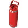 YETI Rambler 26 oz Bottle, Vacuum Insulated, Stainless Steel with Color Matching Straw Cap(Canyon Red)