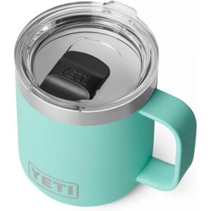 YETI Rambler 10 oz Ceramic Lined Stackable Mug, Vacuum Insulated, Stainless Steel with MagSlider Lid, Tropical Pink(Seafoam)