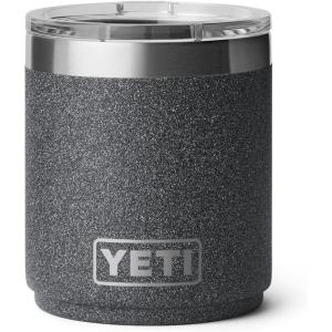 YETI Rambler 10 oz Stackable Lowball 2.0, Vacuum Insulated, Stainless Steel with MagSlider Lid, Black Stone(Black Stone-Textured)