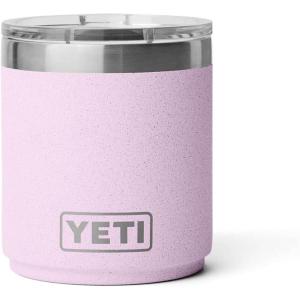 YETI Rambler 10 oz Stackable Lowball 2.0, Vacuum Insulated, Stainless Steel with MagSlider Lid, Black Stone(Cherry Blossom – Textured)