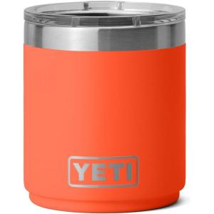 YETI Rambler 10 oz Stackable Lowball 2.0, Vacuum Insulated, Stainless Steel with MagSlider Lid, Black Stone(Papaya)
