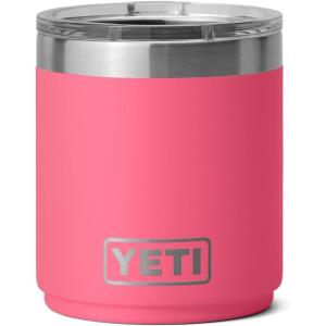 YETI Rambler 10 oz Stackable Lowball 2.0, Vacuum Insulated, Stainless Steel with MagSlider Lid, Black Stone(Tropical Pink)