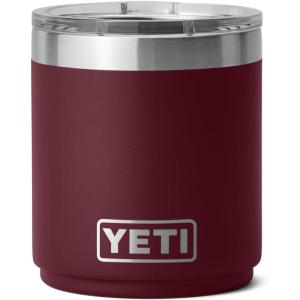 YETI Rambler 10 oz Stackable Lowball 2.0, Vacuum Insulated, Stainless Steel with MagSlider Lid, Black Stone(Wild Vine Red)