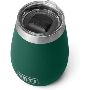 YETI Rambler 10 oz Wine Tumbler, Vacuum Insulated, Stainless Steel with MagSlider Lid, Seafoam(Black Forest Green)