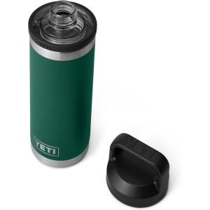 YETI Rambler 18 oz Bottle, Vacuum Insulated, Stainless Steel with Chug Cap, Black(Black Forest Green)