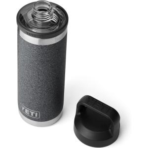 YETI Rambler 18 oz Bottle, Vacuum Insulated, Stainless Steel with Chug Cap, Black(Black Stone-Textured)