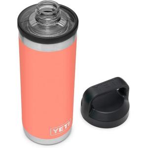 YETI Rambler 18 oz Bottle, Vacuum Insulated, Stainless Steel with Chug Cap, Black(Coral)