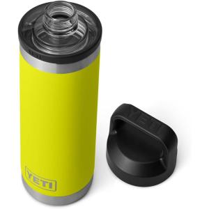 YETI Rambler 18 oz Bottle, Vacuum Insulated, Stainless Steel with Chug Cap, Black(Firefly Yellow)