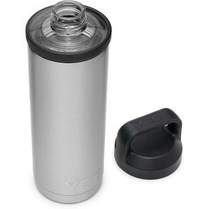 YETI Rambler 18 oz Bottle, Vacuum Insulated, Stainless Steel with Chug Cap, Black(Stainless)