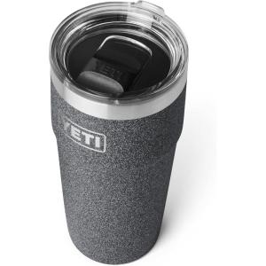 YETI Rambler 20 oz Stackable Tumbler, Stainless Steel, Vacuum Insulated with MagSlider Lid(Black Stone-Textured)
