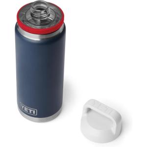 YETI Rambler 26 oz Bottle, Vacuum Insulated, Leakproof, Stainless Steel with Chug Cap(Navy/Rescue Red/White)