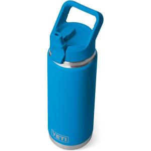 YETI Rambler 26 oz Bottle, Vacuum Insulated, Stainless Steel with Color Matching Straw Cap(Big Wave Blue)