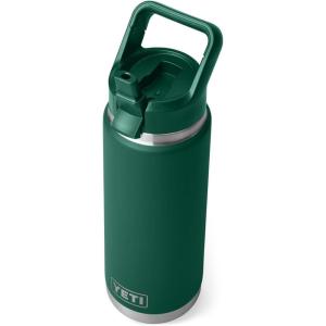 YETI Rambler 26 oz Bottle, Vacuum Insulated, Stainless Steel with Color Matching Straw Cap(Black Forest Green)
