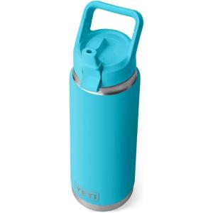 YETI Rambler 26 oz Bottle, Vacuum Insulated, Stainless Steel with Color Matching Straw Cap(Reef Blue)