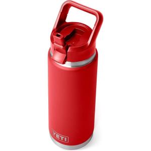 YETI Rambler 26 oz Bottle, Vacuum Insulated, Stainless Steel with Color Matching Straw Cap(Rescue Red)
