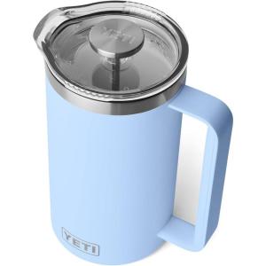 YETI Rambler 34 oz. French Press Coffee Maker, Rescue Red(Big Sky Blue)