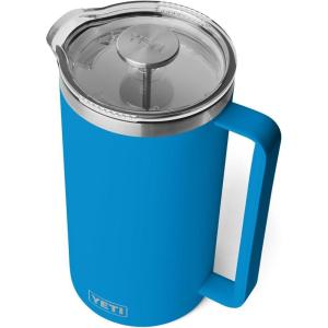YETI Rambler 34 oz. French Press Coffee Maker, Rescue Red(Big Wave Blue)