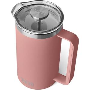 YETI Rambler 34 oz. French Press Coffee Maker, Rescue Red(Sandstone Pink)