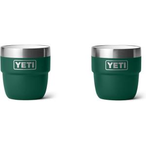 YETI Rambler 4 oz Stackable Cup, Stainless Steel, Vacuum Insulated Espresso/Coffee Cup, 2 Pack(Black Forest Green)