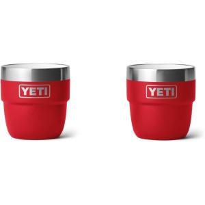 YETI Rambler 4 oz Stackable Cup, Stainless Steel, Vacuum Insulated Espresso/Coffee Cup, 2 Pack(Rescue Red)