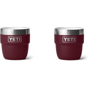 YETI Rambler 4 oz Stackable Cup, Stainless Steel, Vacuum Insulated Espresso/Coffee Cup, 2 Pack(Wild Vine Red)