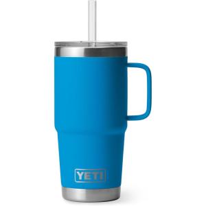 YETI Rambler 42 oz Tumbler with Handle and Straw Lid, Travel Mug Water Tumbler, Vacuum Insulated Cup with Handle, Stainless Steel, Cherry Blossom – Textured(Big Wave Blue)