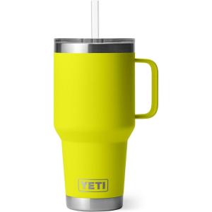 YETI Rambler 42 oz Tumbler with Handle and Straw Lid, Travel Mug Water Tumbler, Vacuum Insulated Cup with Handle, Stainless Steel, Cherry Blossom – Textured(Firefly Yellow)