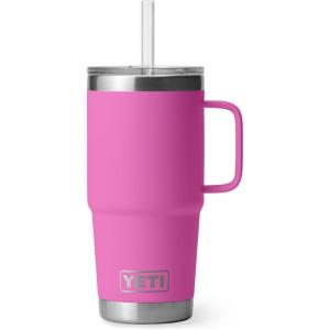 YETI Rambler 42 oz Tumbler with Handle and Straw Lid, Travel Mug Water Tumbler, Vacuum Insulated Cup with Handle, Stainless Steel, Cherry Blossom – Textured(Wildflower Fuchsia)