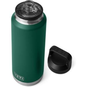 YETI Rambler 46 oz Bottle, Vacuum Insulated, Leakproof, Stainless Steel with Chug Cap(Black Forest Green)