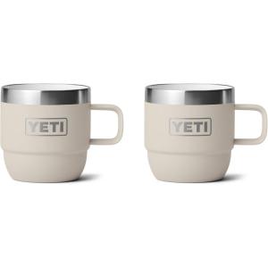 YETI Rambler 6 oz Stackable Mug, Stainless Steel, Vacuum Insulated Espresso/Coffee Mug, 2 Pack(Cape Taupe)