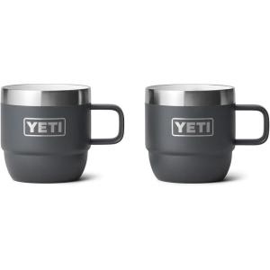 YETI Rambler 6 oz Stackable Mug, Stainless Steel, Vacuum Insulated Espresso/Coffee Mug, 2 Pack(Charcoal)