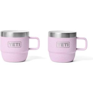 YETI Rambler 6 oz Stackable Mug, Stainless Steel, Vacuum Insulated Espresso/Coffee Mug, 2 Pack(Cherry Blossom – Textured)