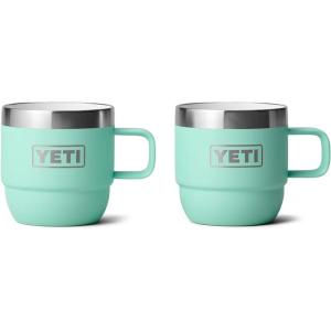 YETI Rambler 6 oz Stackable Mug, Stainless Steel, Vacuum Insulated Espresso/Coffee Mug, 2 Pack(Seafoam)