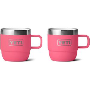 YETI Rambler 6 oz Stackable Mug, Stainless Steel, Vacuum Insulated Espresso/Coffee Mug, 2 Pack(Tropical Pink)