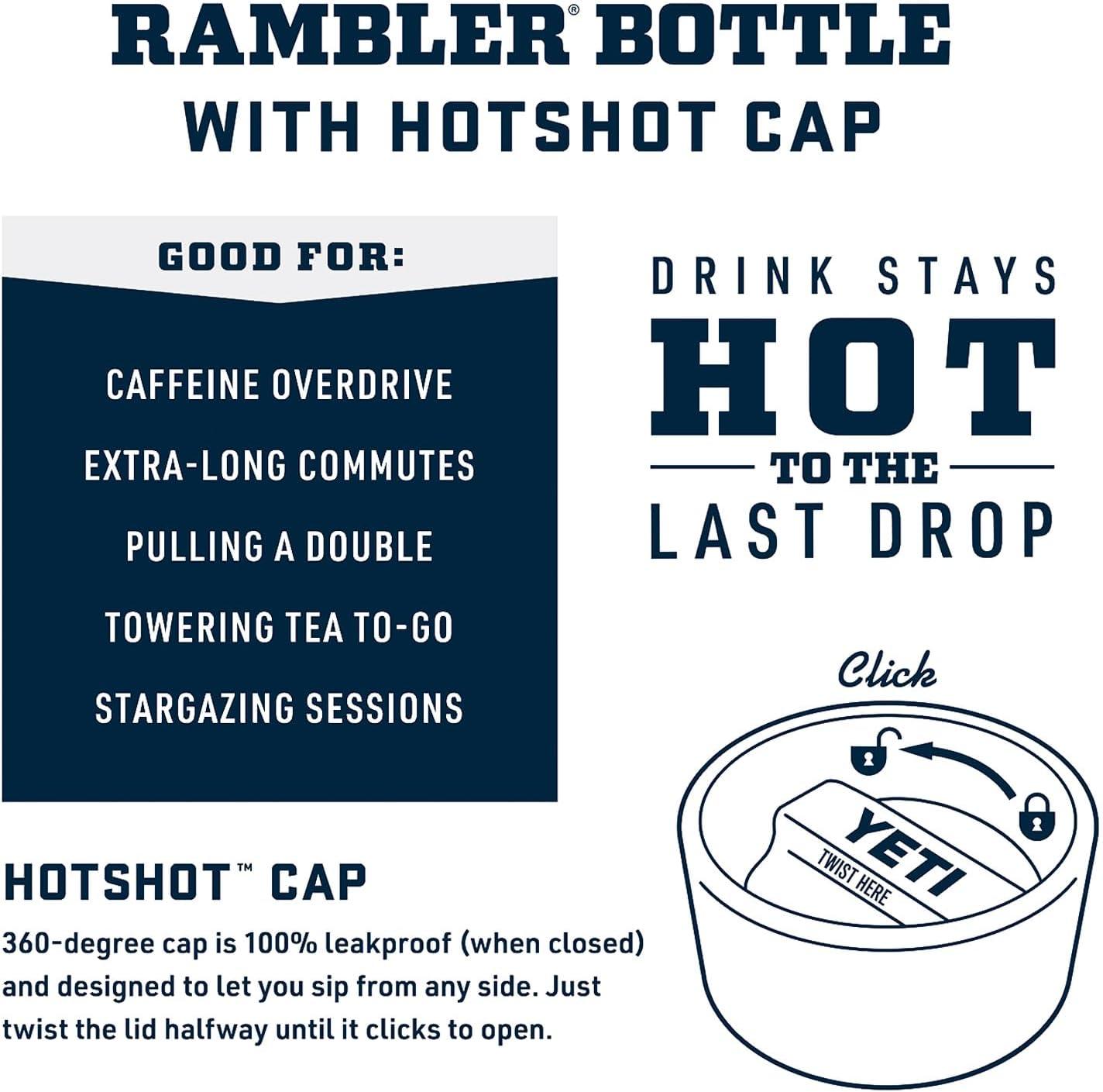 imageYETI Rambler 12 oz Bottle Stainless Steel Vacuum Insulated with Hot Shot CapBig Wave Blue